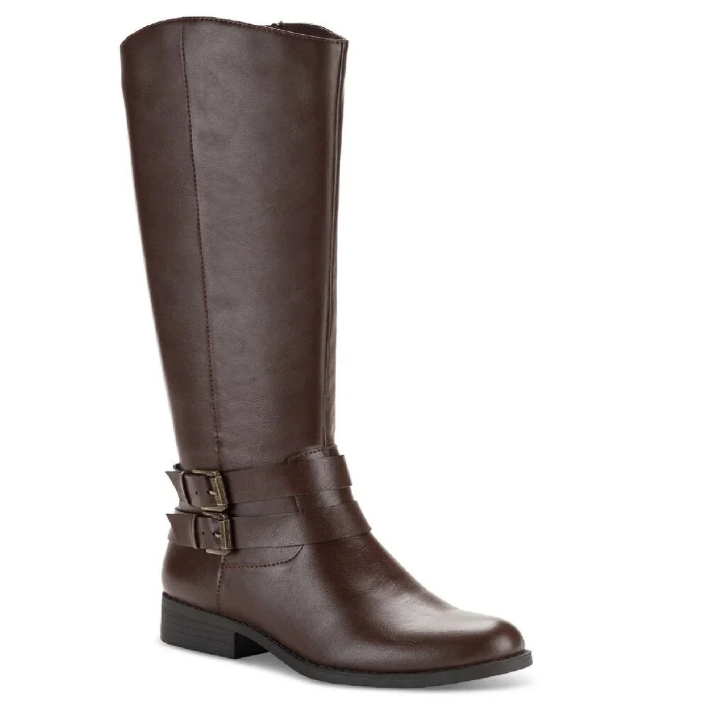 Style & Co Women's Maliaa Buckled Riding Boots, Created for Macy's - Brown